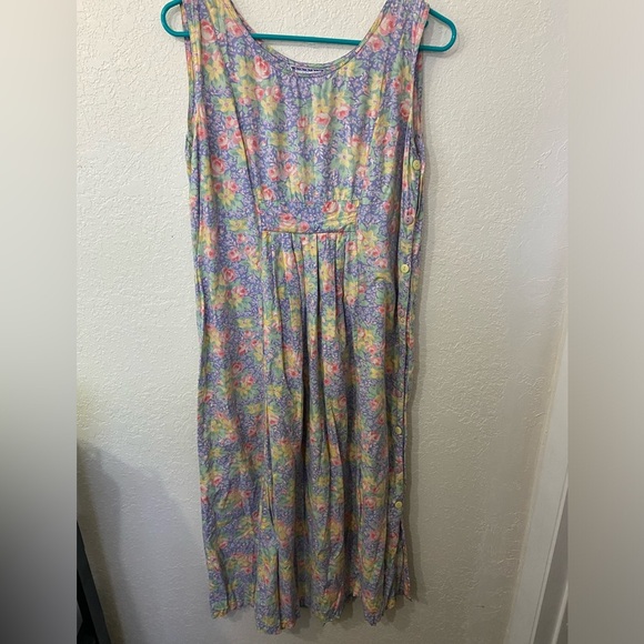 Vintage Pudding Shop April Cornell Dress Size 3 Purple Floral Sleeveless Button - Picture 1 of 11